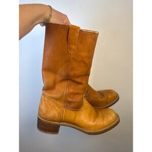 American Vintage Campus Leather Mid-Calf Pull-On Boots in Tan - Size 10